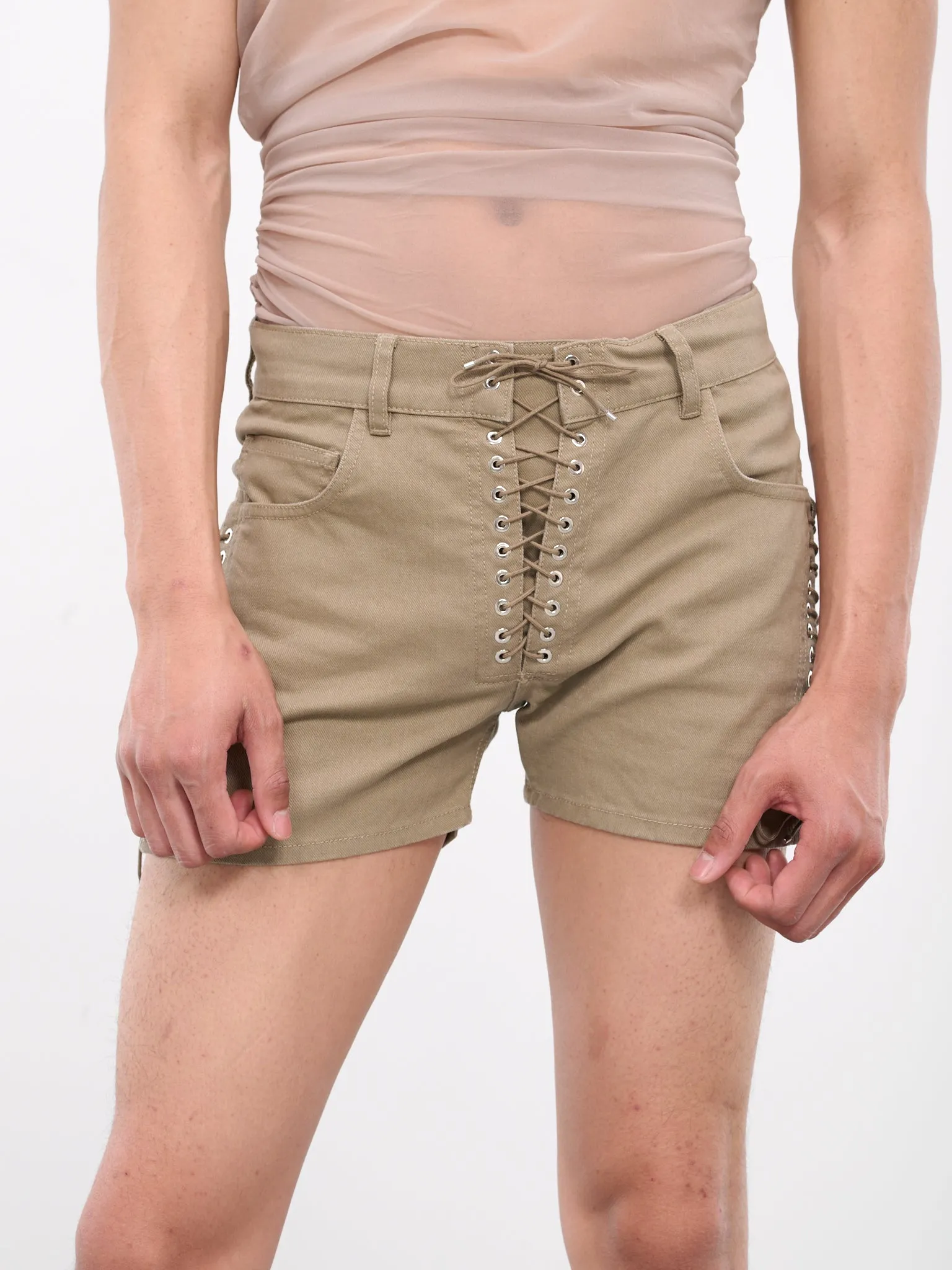 Double Laced-Up Shorts (ST003-W-DEN0003-DUNE-MOCHA) sold by lorenzo product image thumbnail 4