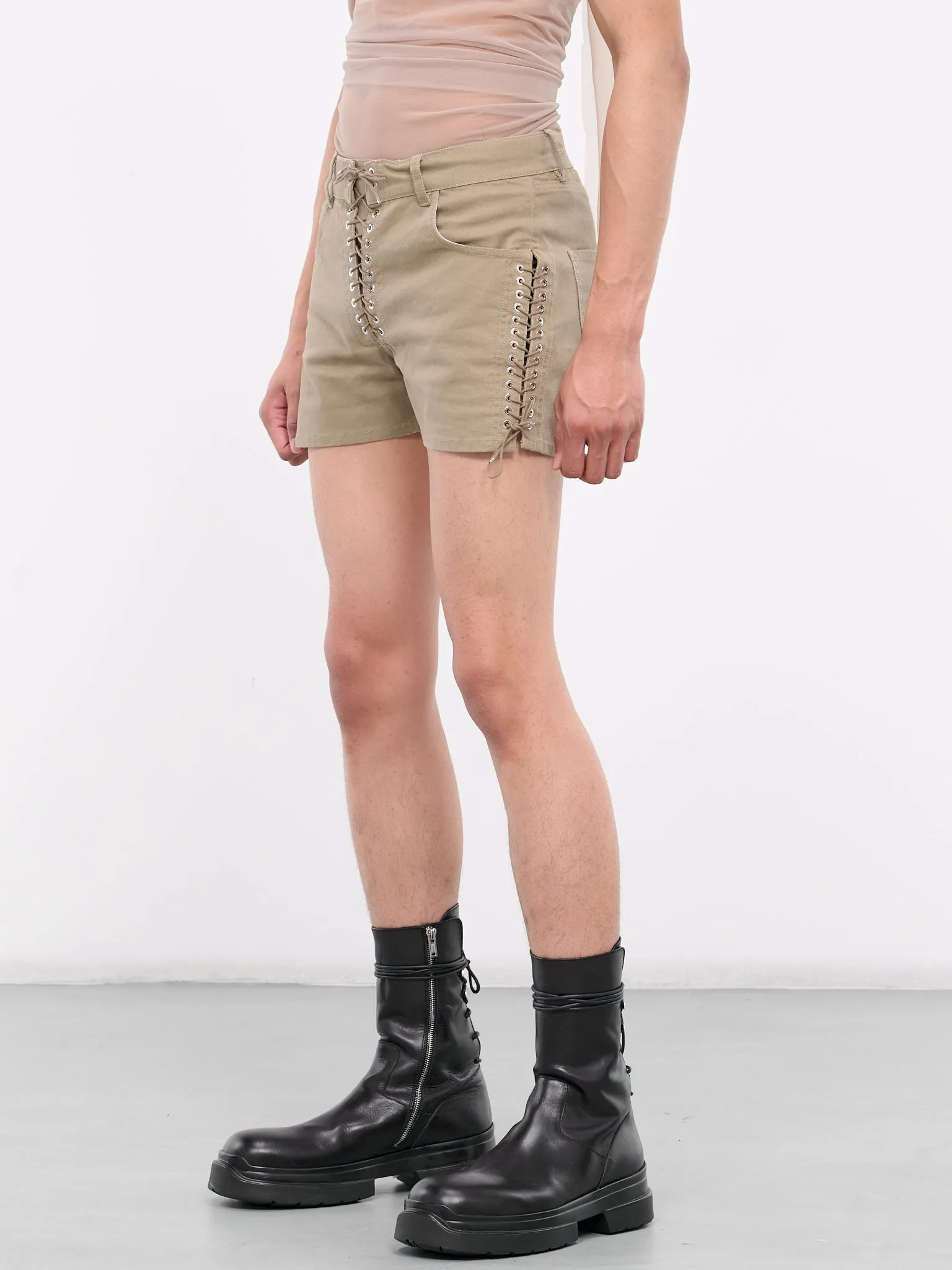 Double Laced-Up Shorts (ST003-W-DEN0003-DUNE-MOCHA) sold by lorenzo product image thumbnail 2