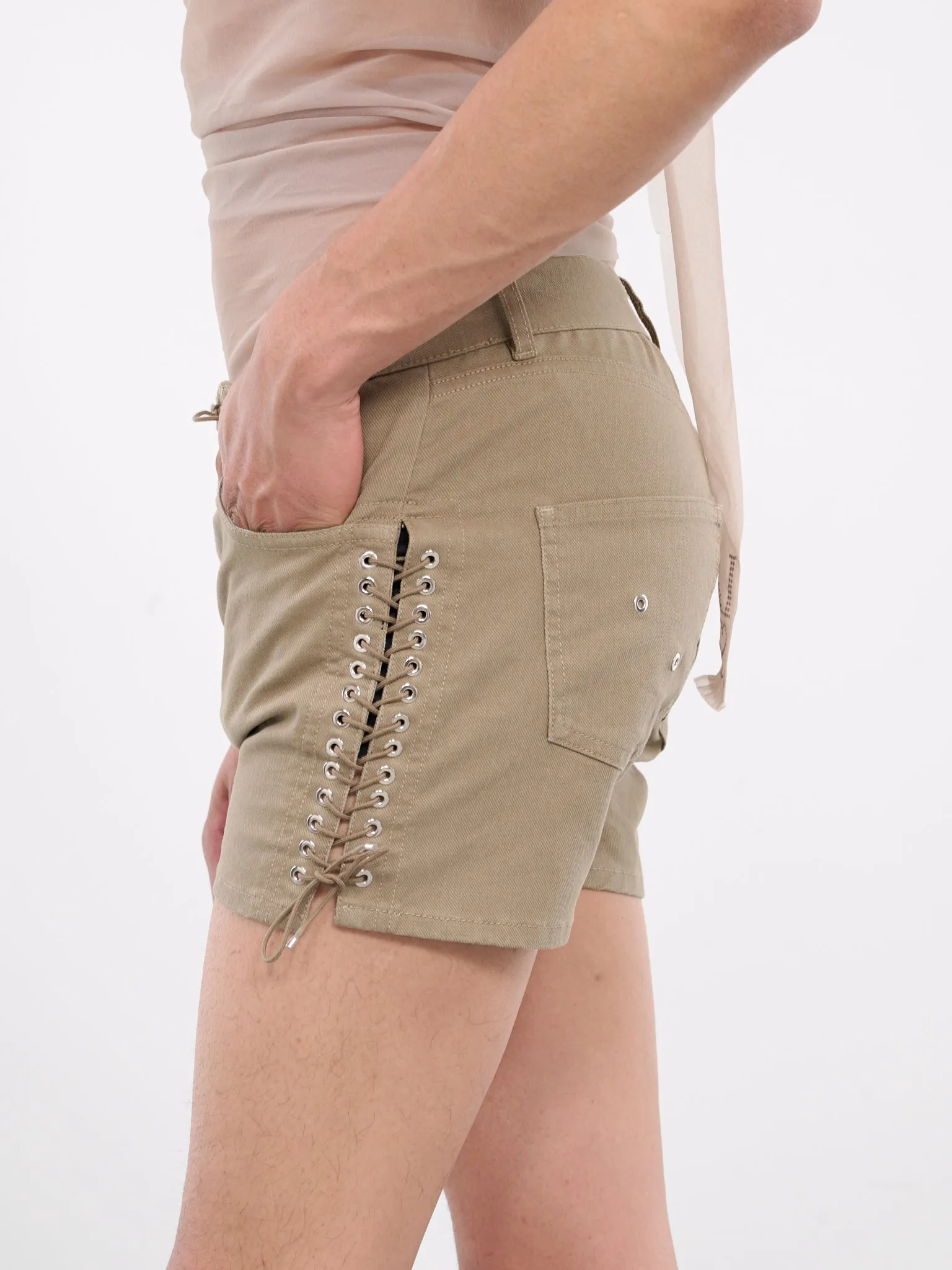 Double Laced-Up Shorts (ST003-W-DEN0003-DUNE-MOCHA) sold by lorenzo product image thumbnail 5