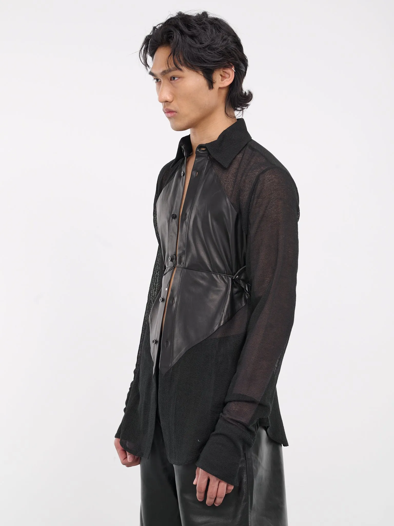 Surreal Slim Shirt (SH007-M-LEA-BLACK) sold by lorenzo product image thumbnail 2