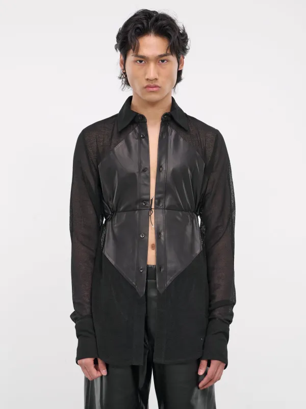 Surreal Slim Shirt (SH007-M-LEA-BLACK) sold by lorenzo