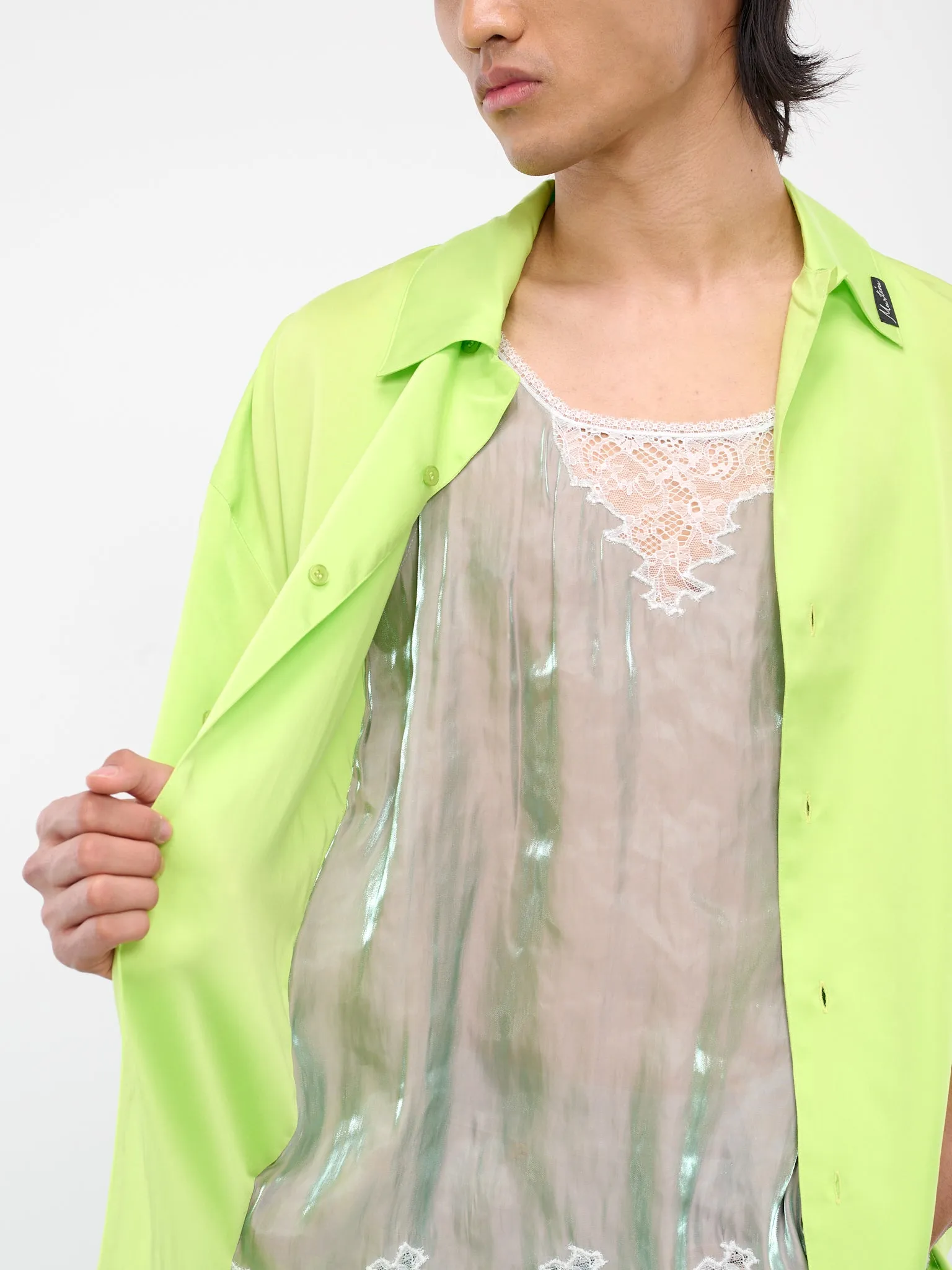 Lime Button-Up Camisole Shirt (426-LIMIRR-LIME-IRRIDESCENT) sold by lorenzo product image thumbnail 5
