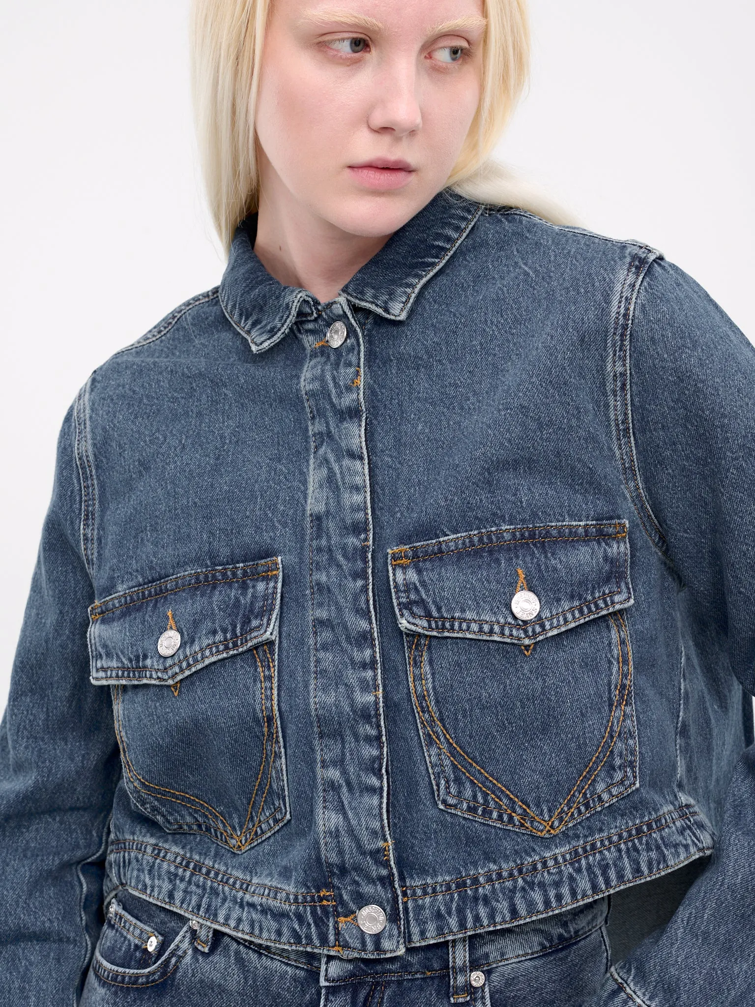 Boxy Denim Jacket (A0503-3735-BLUE) sold by lorenzo product image thumbnail 4