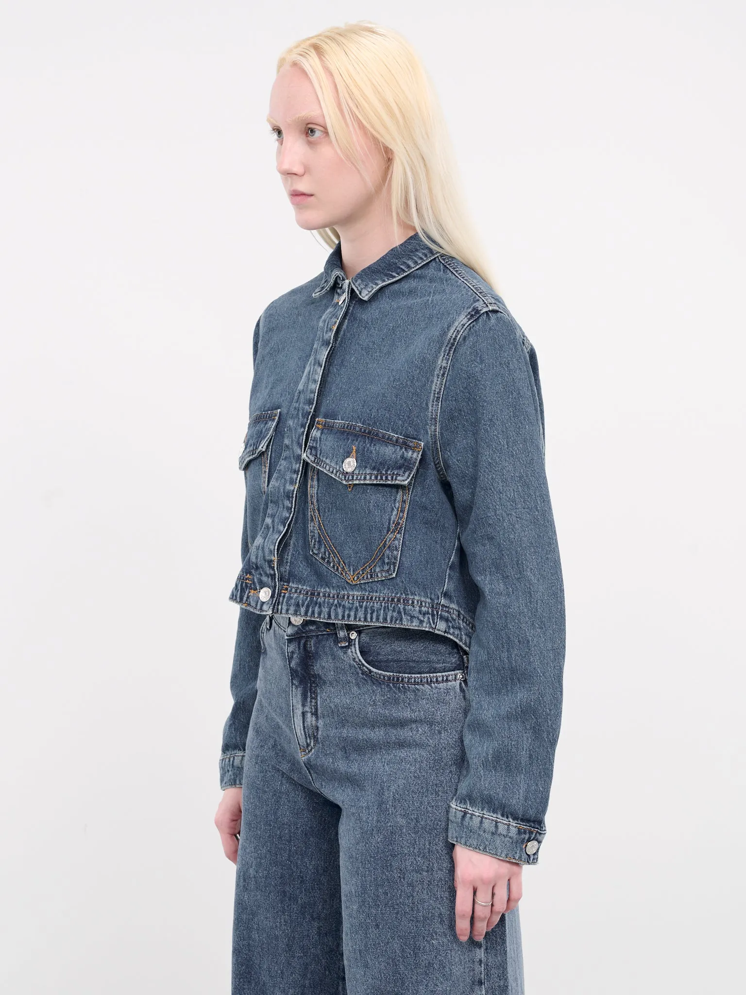 Boxy Denim Jacket (A0503-3735-BLUE) sold by lorenzo product image thumbnail 2