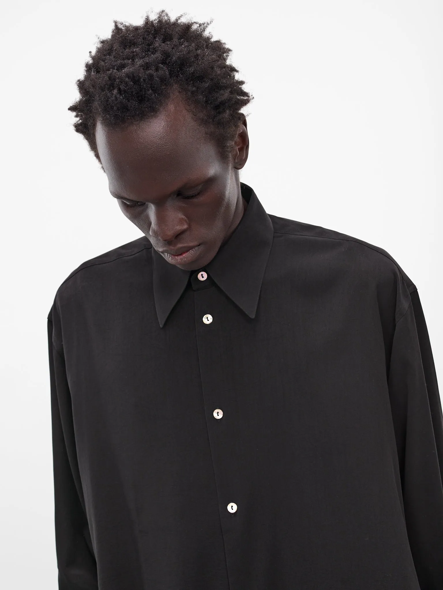Black Classic Button-Up Shirt (005-03B-BLACK) sold by lorenzo product image thumbnail 4