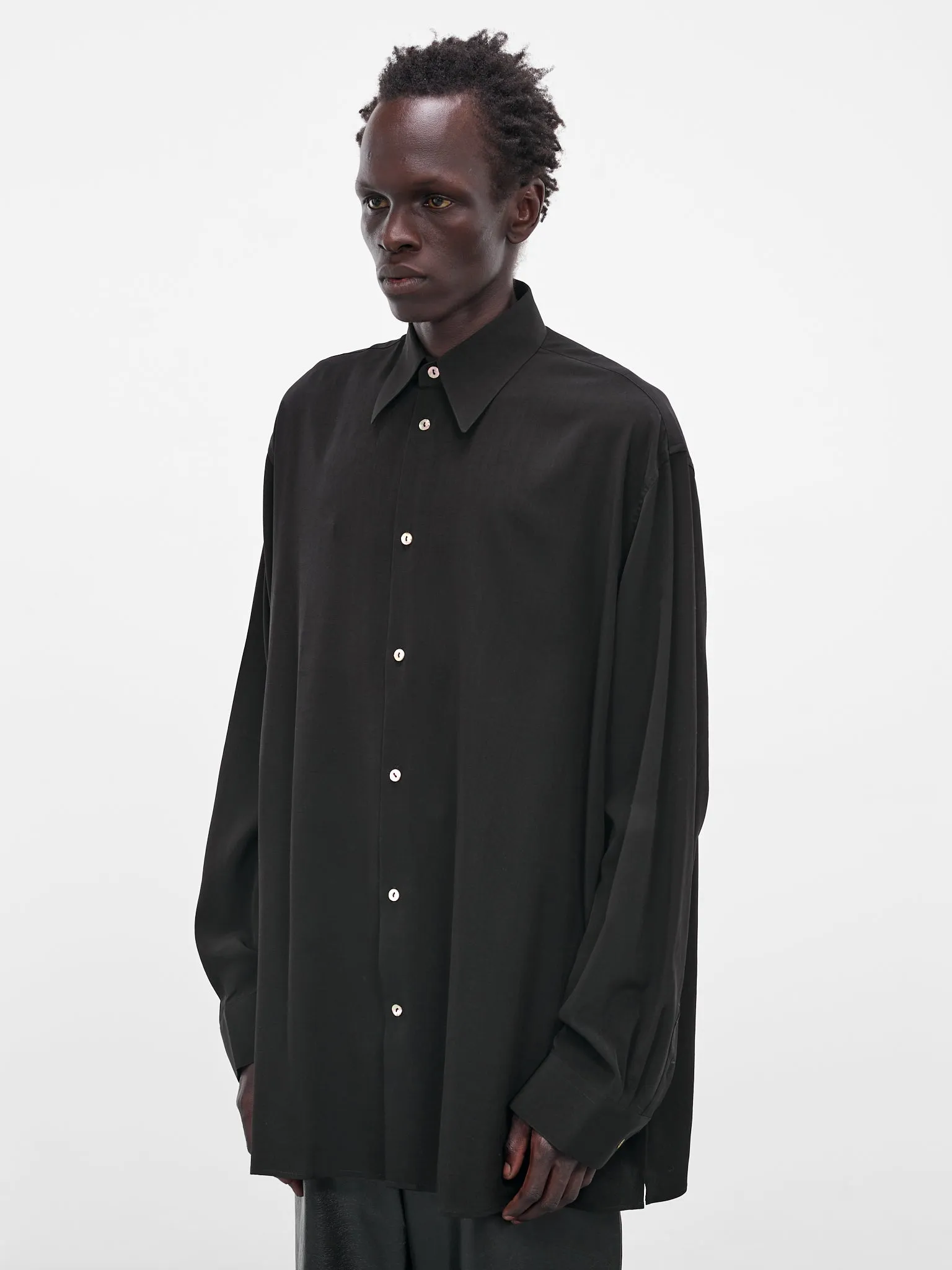 Black Classic Button-Up Shirt (005-03B-BLACK) sold by lorenzo product image thumbnail 2