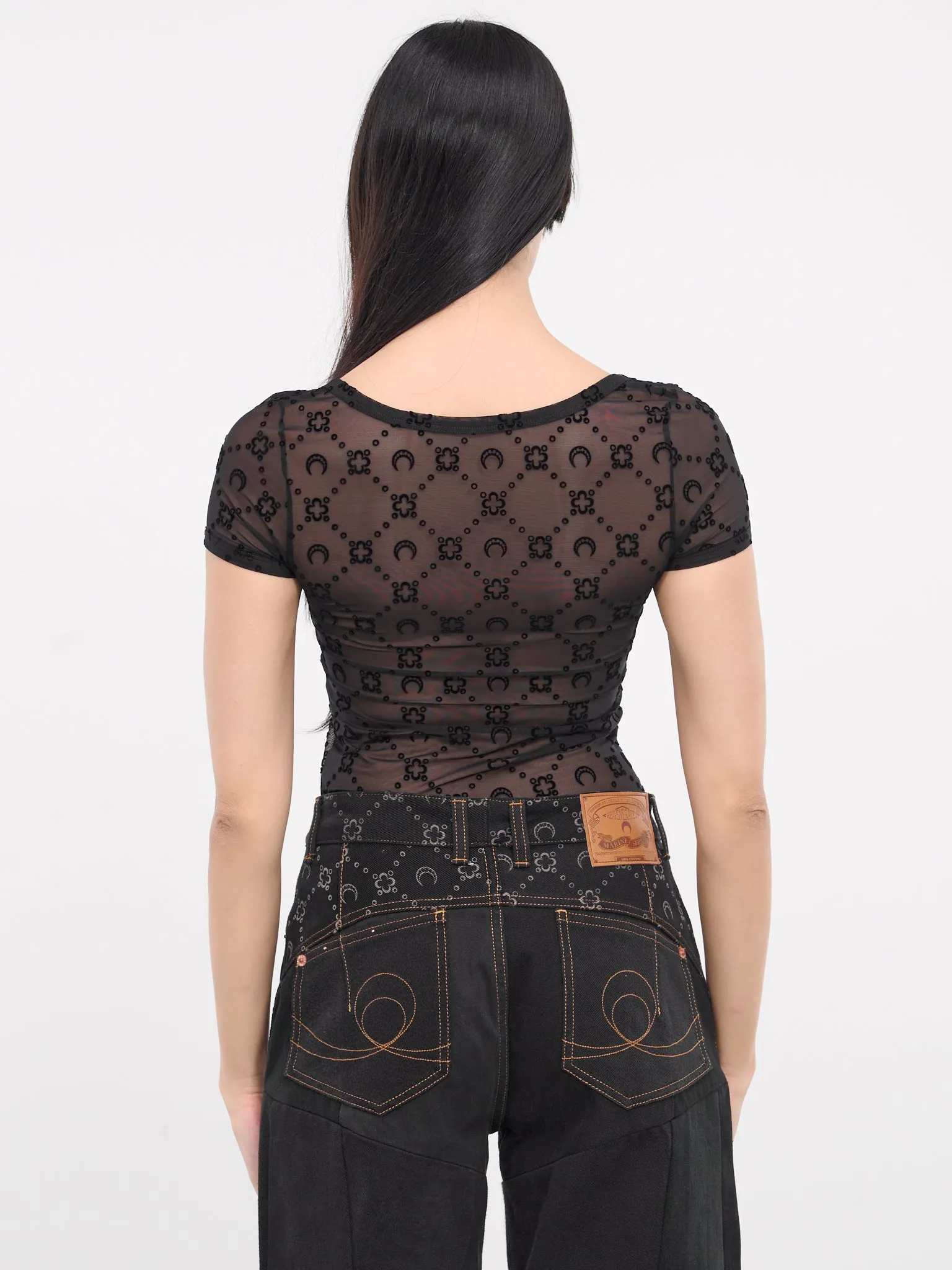 Monogram Mesh Fitted Top (WTO389-CJER0005-BLACK) sold by lorenzo product image thumbnail 3