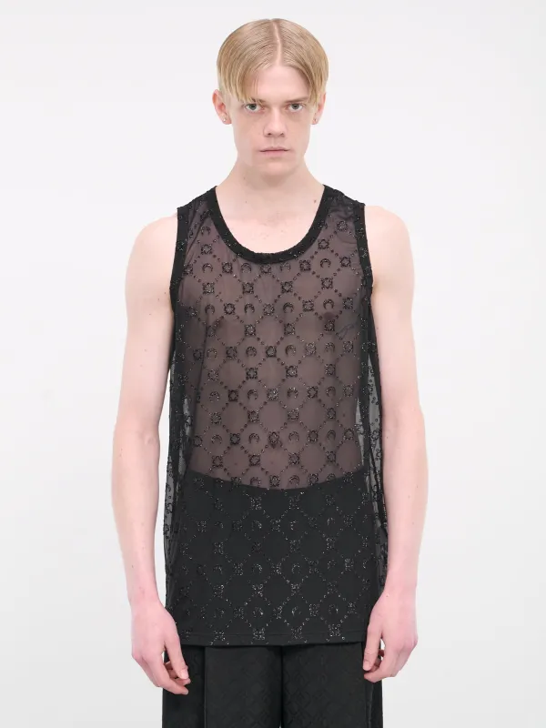 Monogram Mesh Tank Top (MTO109-CJEROO36-BLACK) made by Marine Serre