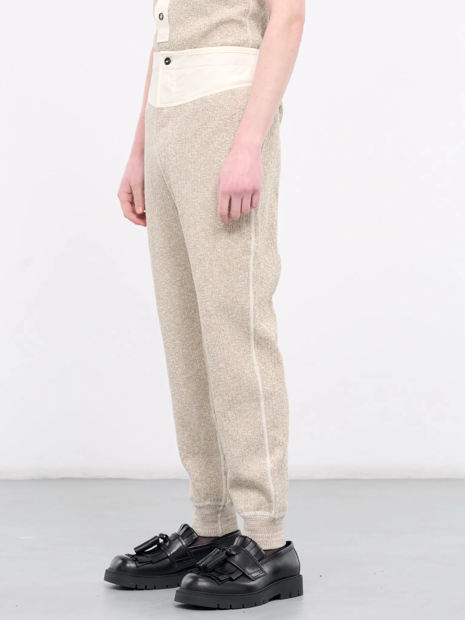 Rib-Knit Pants (779306V3WV0-2066-BEIGE-WHITE) sold by lorenzo product image thumbnail 2