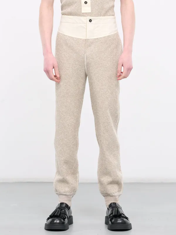 Rib-Knit Pants (779306V3WV0-2066-BEIGE-WHITE) sold by lorenzo