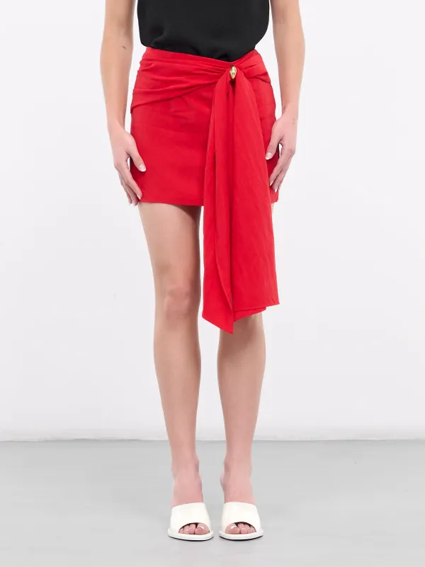 Draped Sash Mini Skirt (4G025A-N0313-LIPSTRICK-RED) made by Blumarine