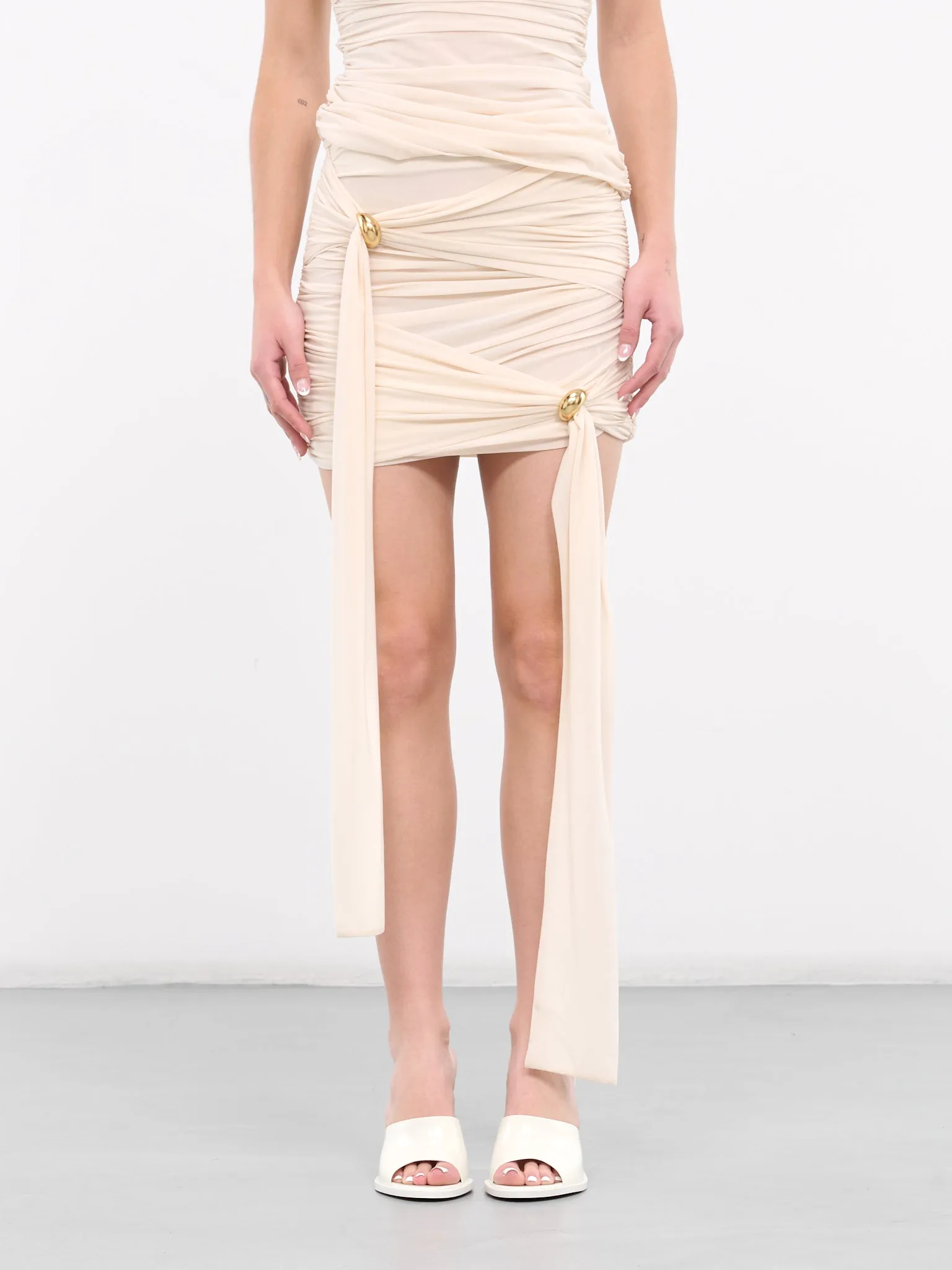 Draped Mini Skirt (4G028A-N0832-CREAM) sold by lorenzo