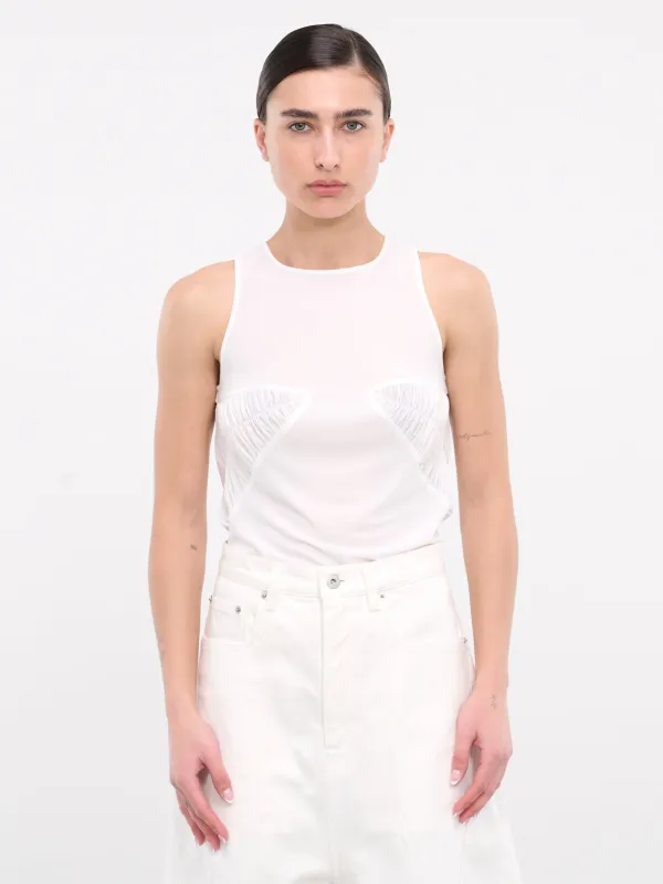 Pleated Tank (SY-T27-WHITE) sold by lorenzo