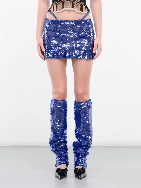 Sequin Ruffle Mini Skirt (SEQUIN-RUFFLE-MINI-BLUE) sold by lorenzo