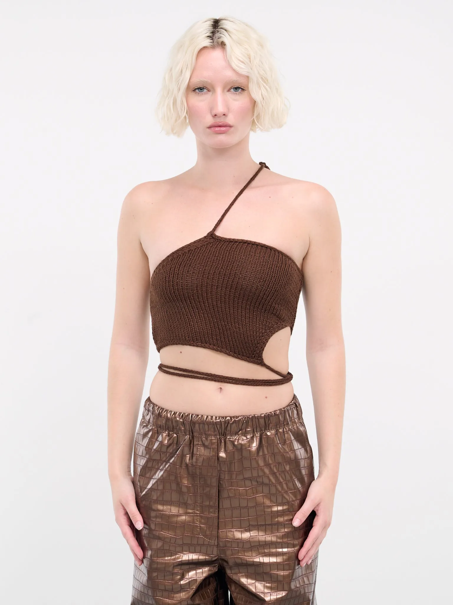 Asymmetric Knit Tank Top (UN-TOP-01-BROWN) sold by lorenzo
