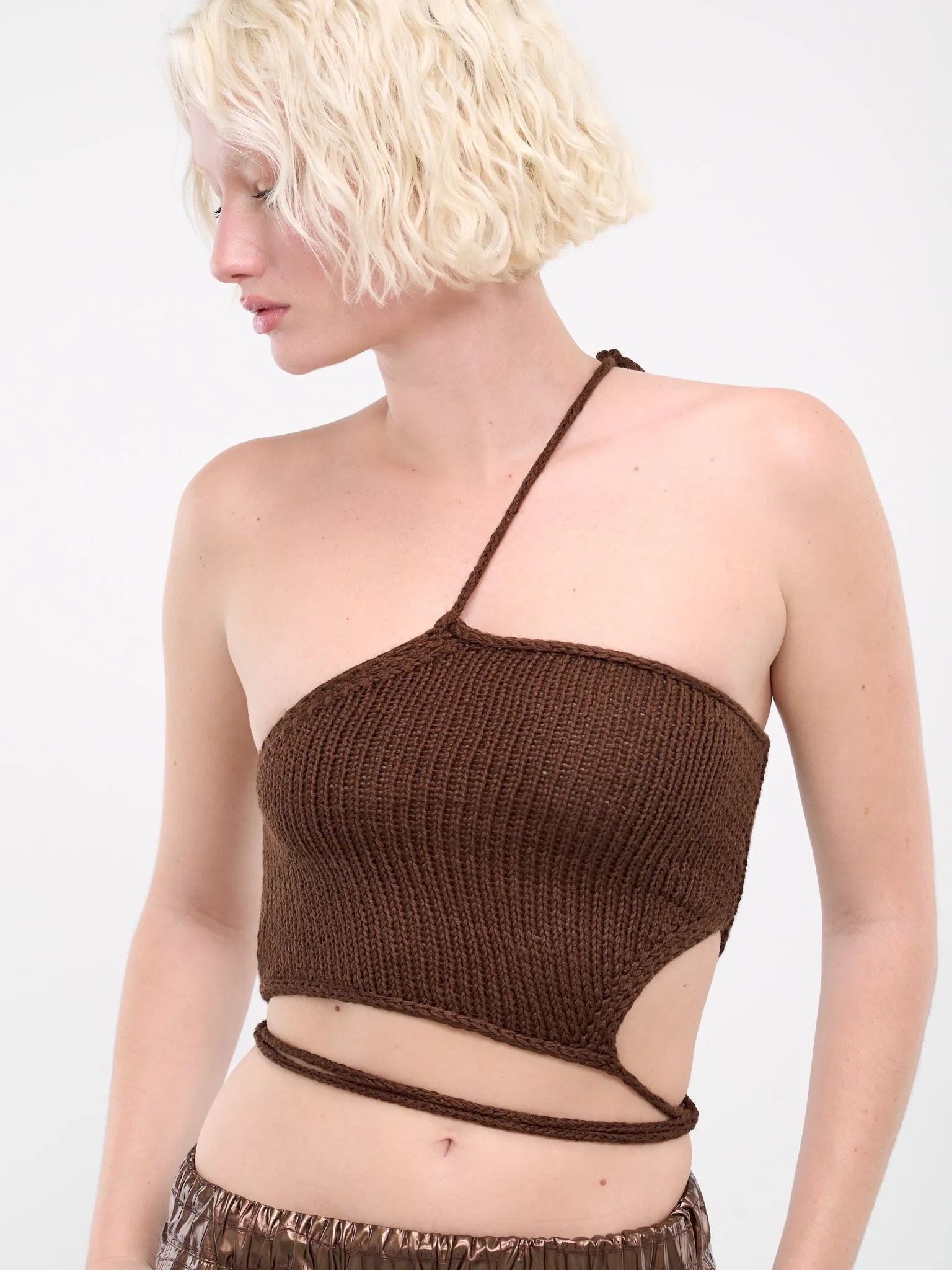 Asymmetric Knit Tank Top (UN-TOP-01-BROWN) sold by lorenzo product image thumbnail 4