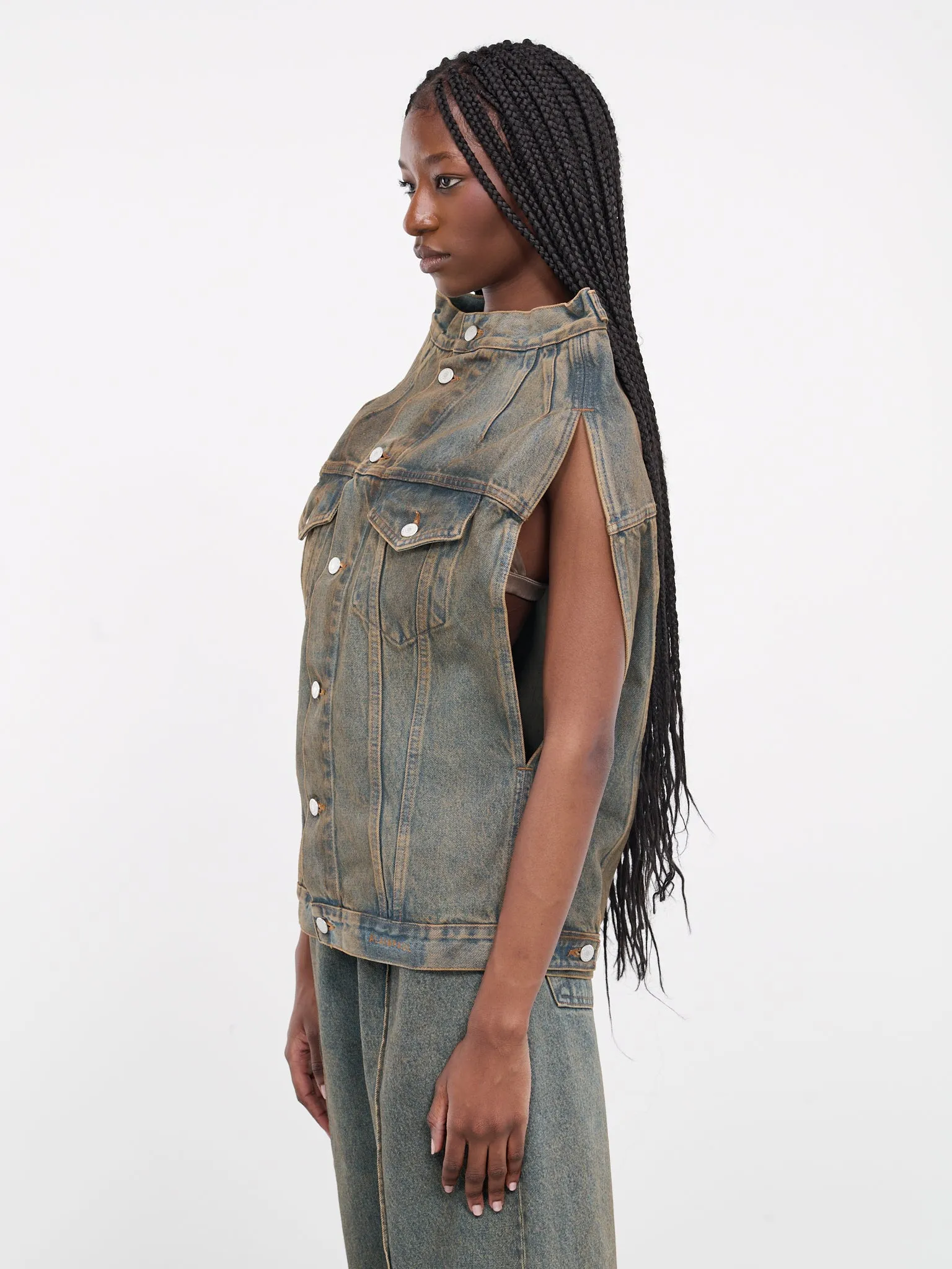 Denim Wide Neck Vest (S1UDEJA03-BLUE) sold by lorenzo product image thumbnail 2