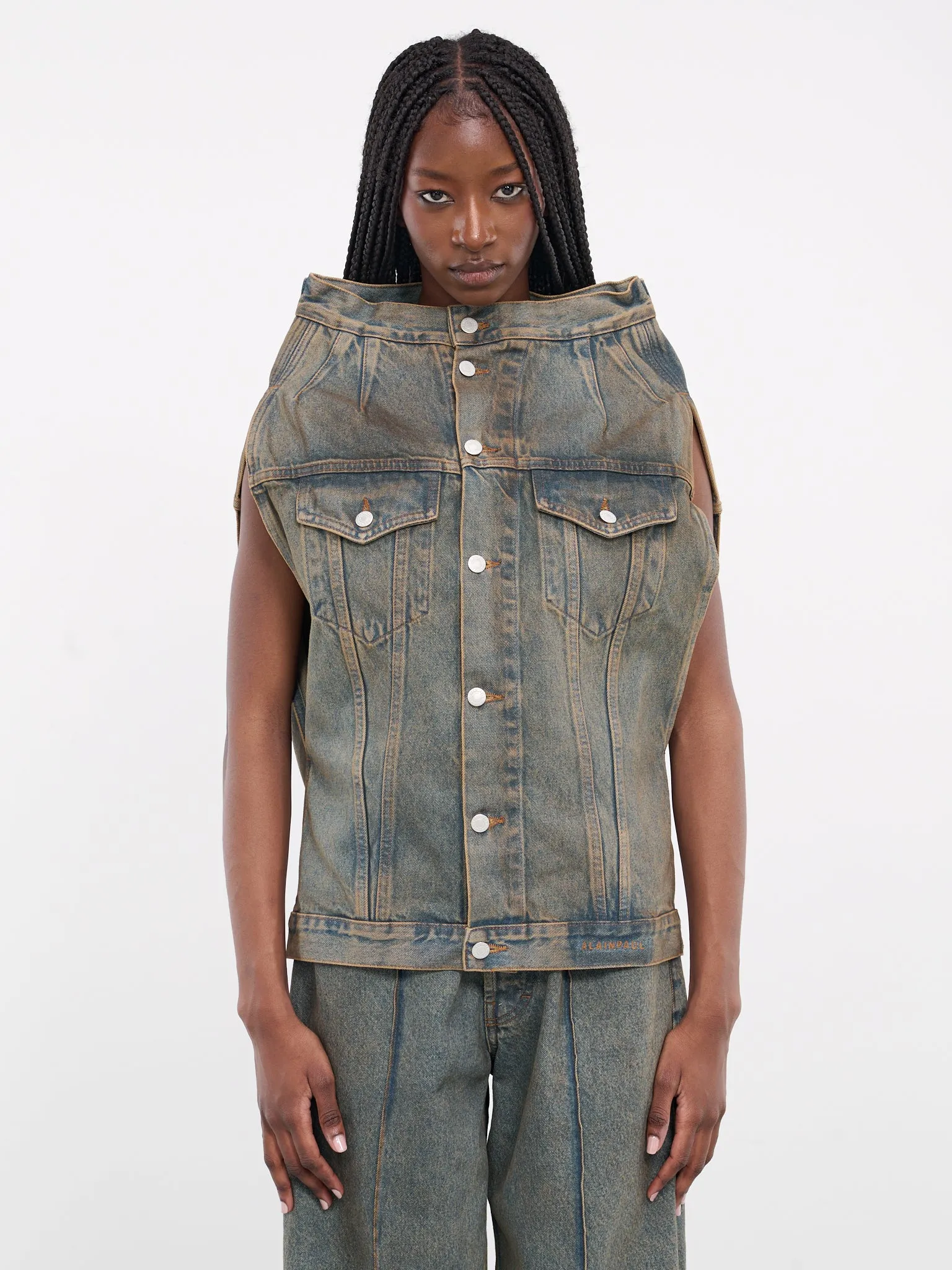 Denim Wide Neck Vest (S1UDEJA03-BLUE) sold by lorenzo