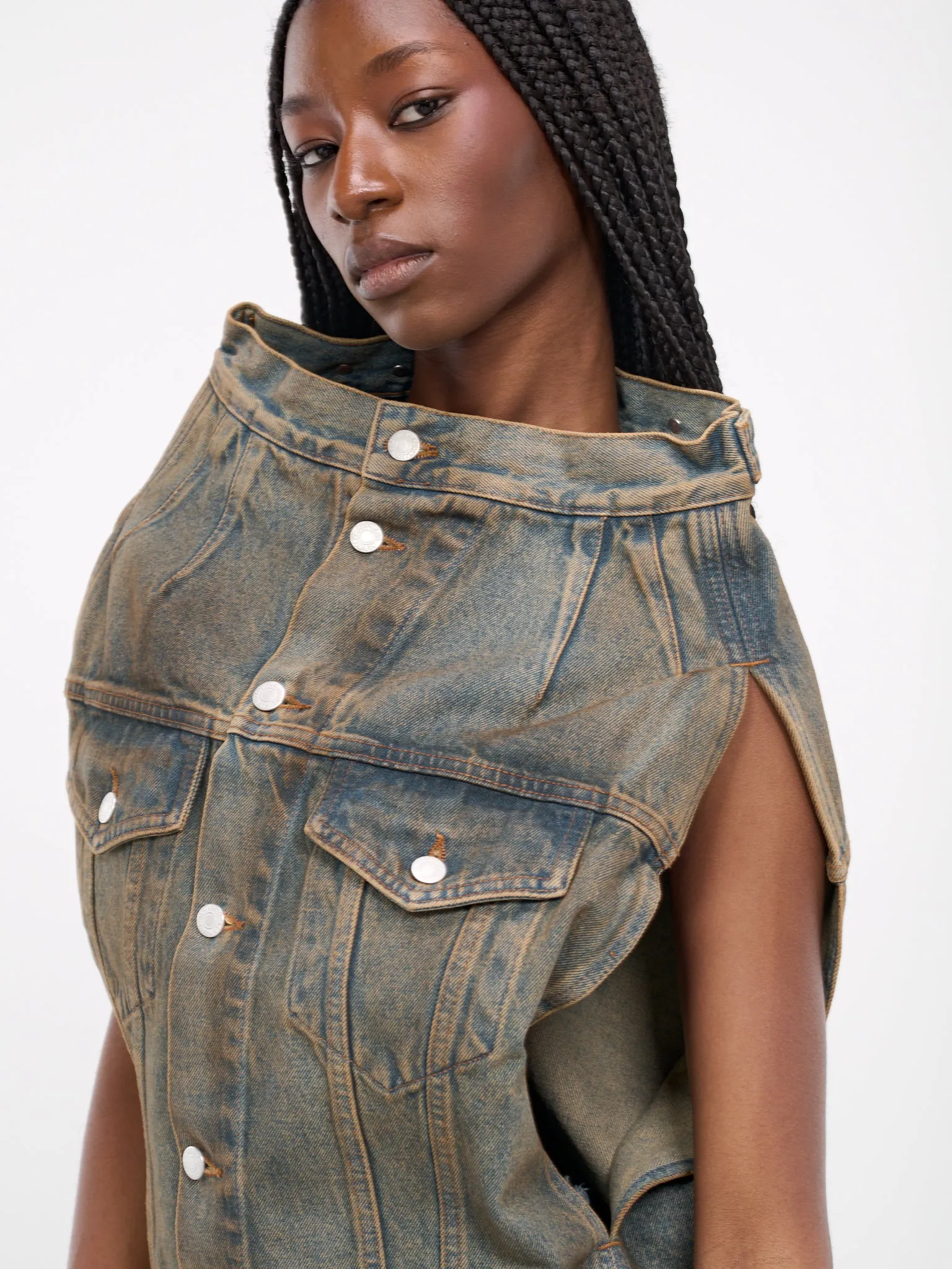 Denim Wide Neck Vest (S1UDEJA03-BLUE) sold by lorenzo product image thumbnail 5