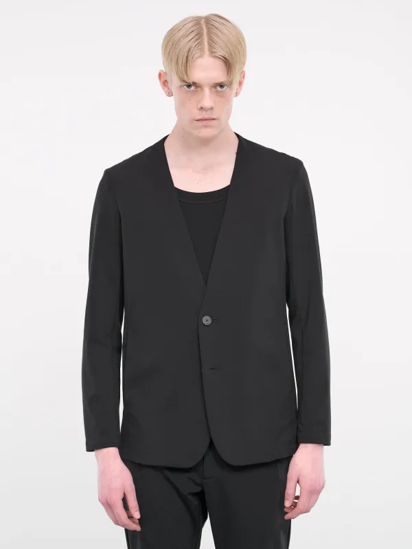 Tailored Collarless Blazer (AG41-020-BLACK) made by lorenzo
