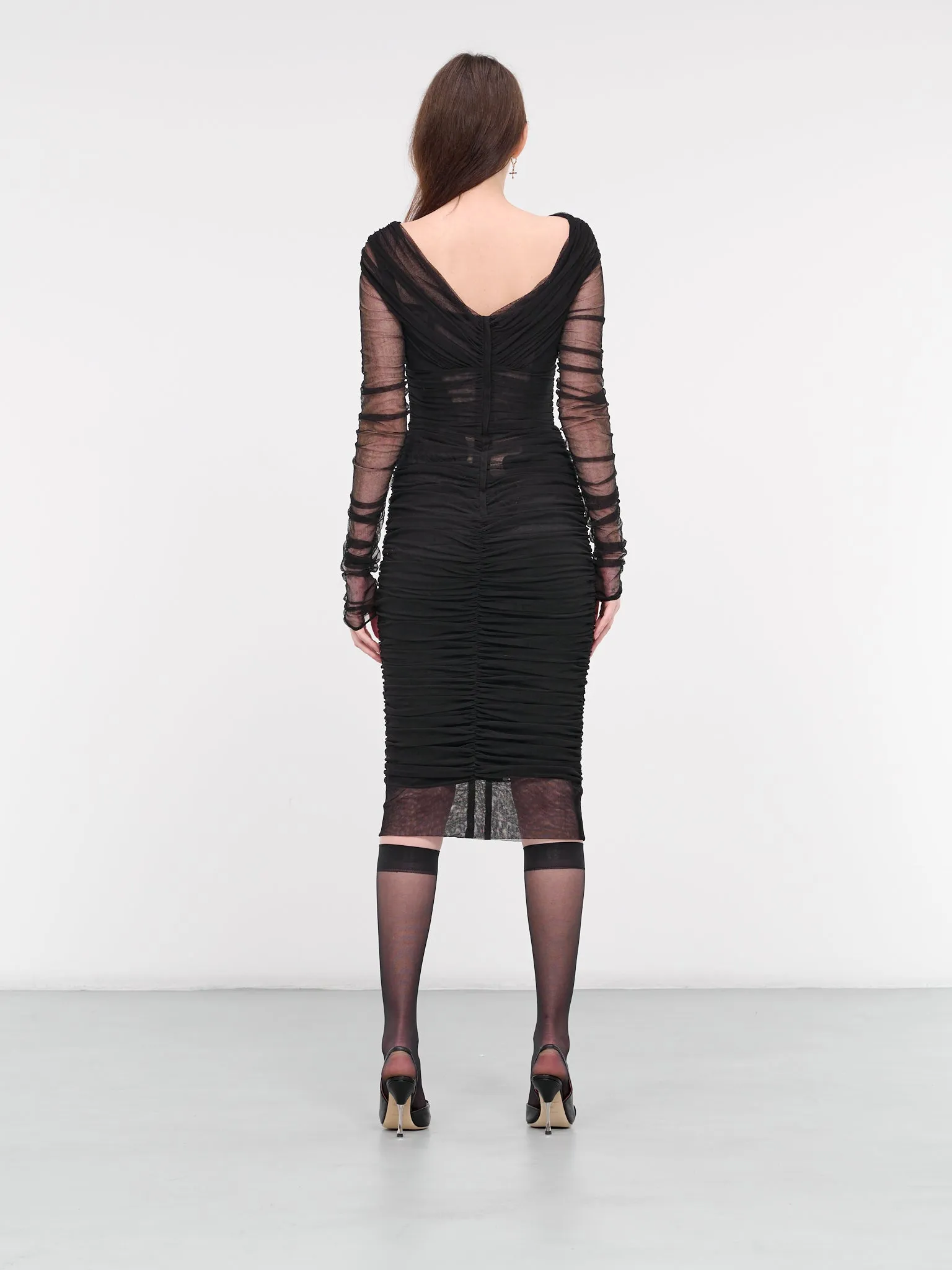Draped Tulle Midi Dress (F6G8QT-FLEAA-N0000-BLACK) sold by lorenzo product image thumbnail 3