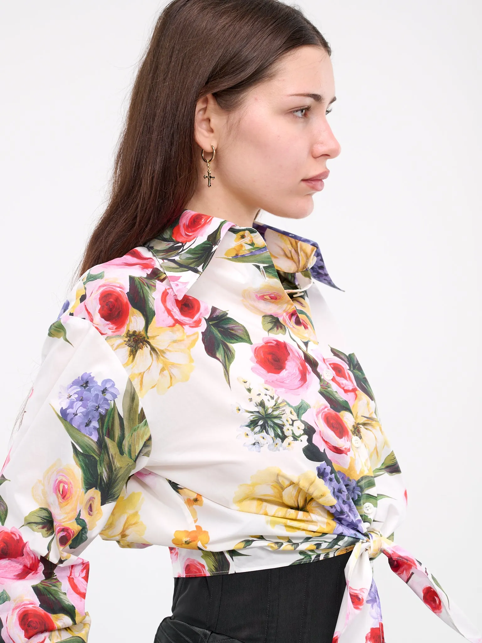 Garden Print Pussy-Bow Shirt (F5R73T-HS5Q1-HA4YB-WHITE-PRINT) sold by lorenzo product image thumbnail 5