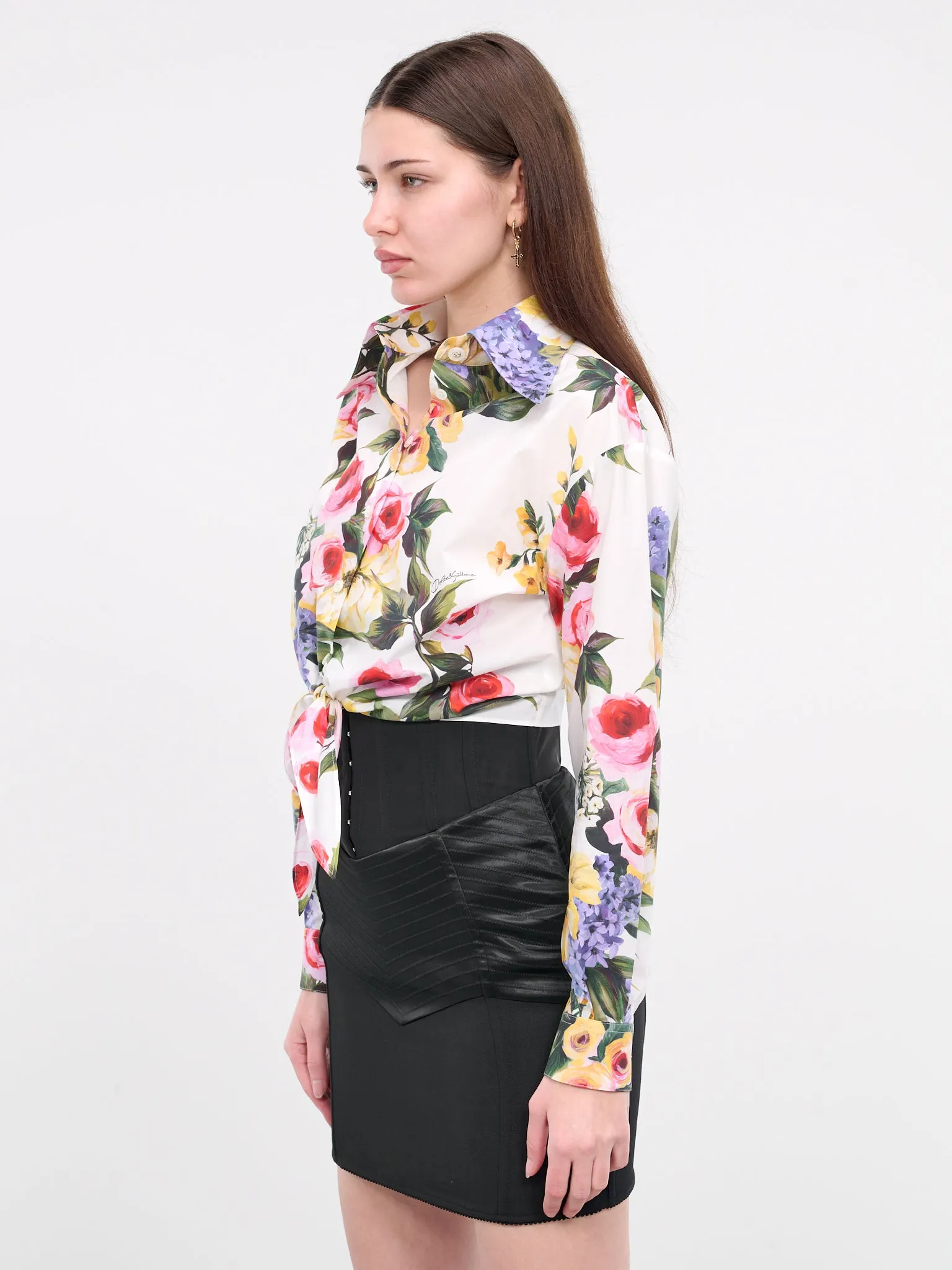 Garden Print Pussy-Bow Shirt (F5R73T-HS5Q1-HA4YB-WHITE-PRINT) sold by lorenzo product image thumbnail 2