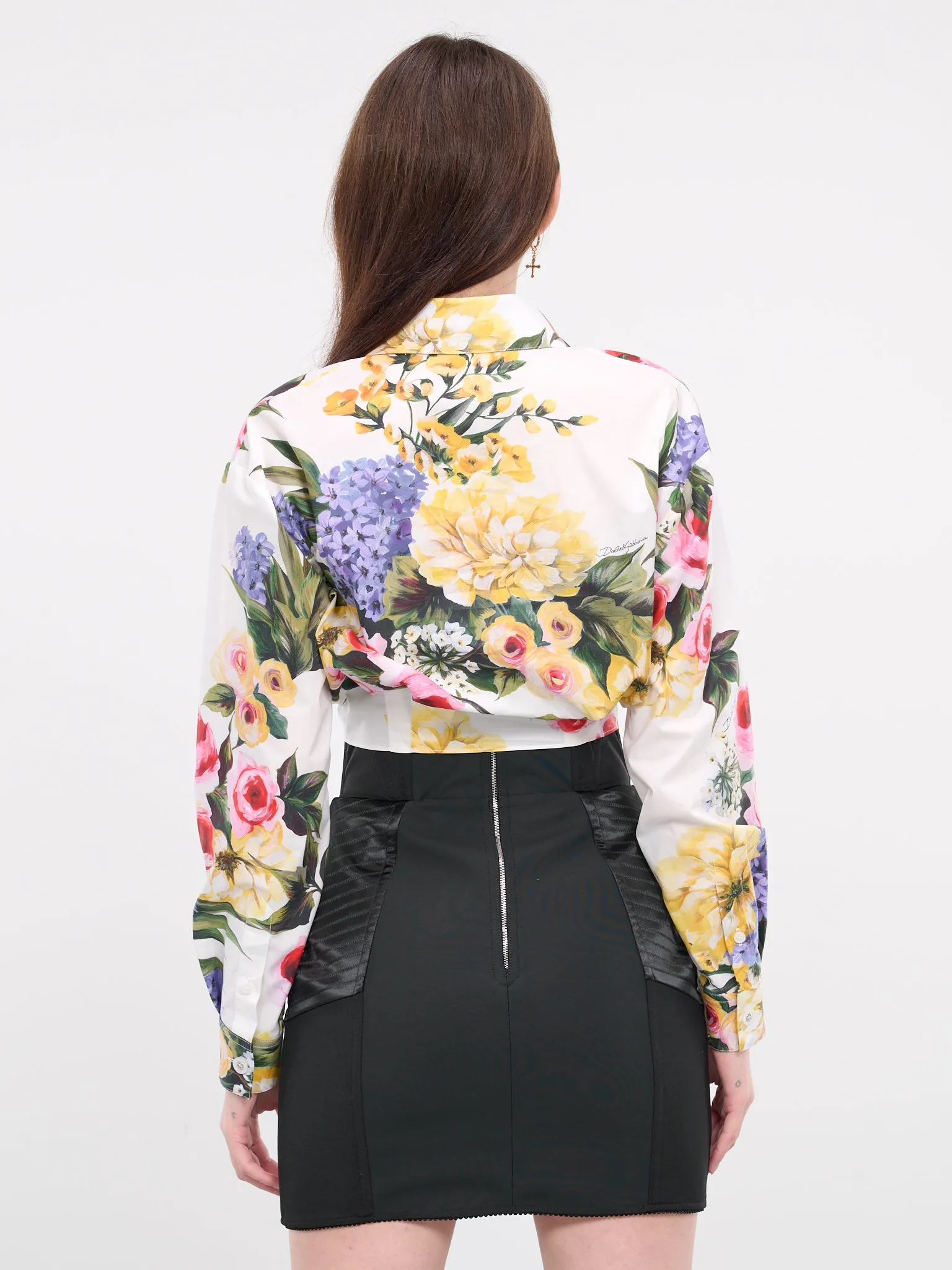 Garden Print Pussy-Bow Shirt (F5R73T-HS5Q1-HA4YB-WHITE-PRINT) sold by lorenzo product image thumbnail 3