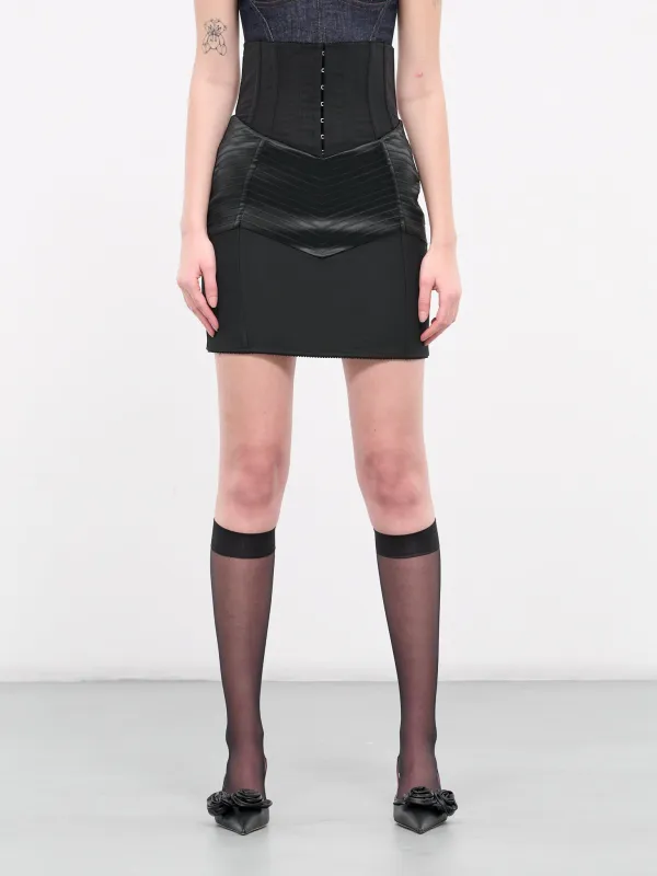 Black Corset Belt Mini Skirt (F4CM5T-GDBPB-S9000-BLACK) sold by lorenzo