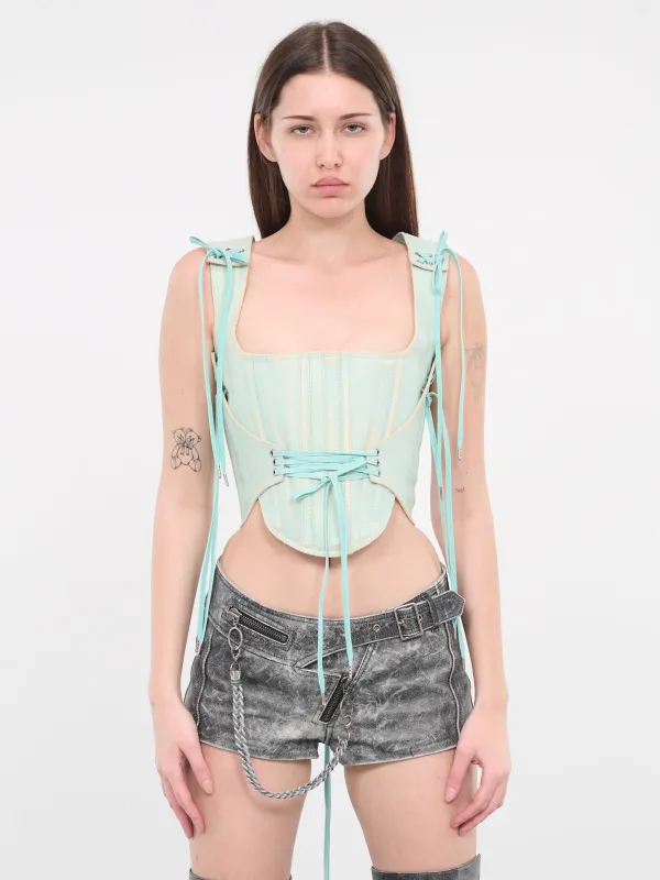 Nihil Moto Corset Top (NIMCO0MOTEA-MOTO-TEAL) made by KNWLS
