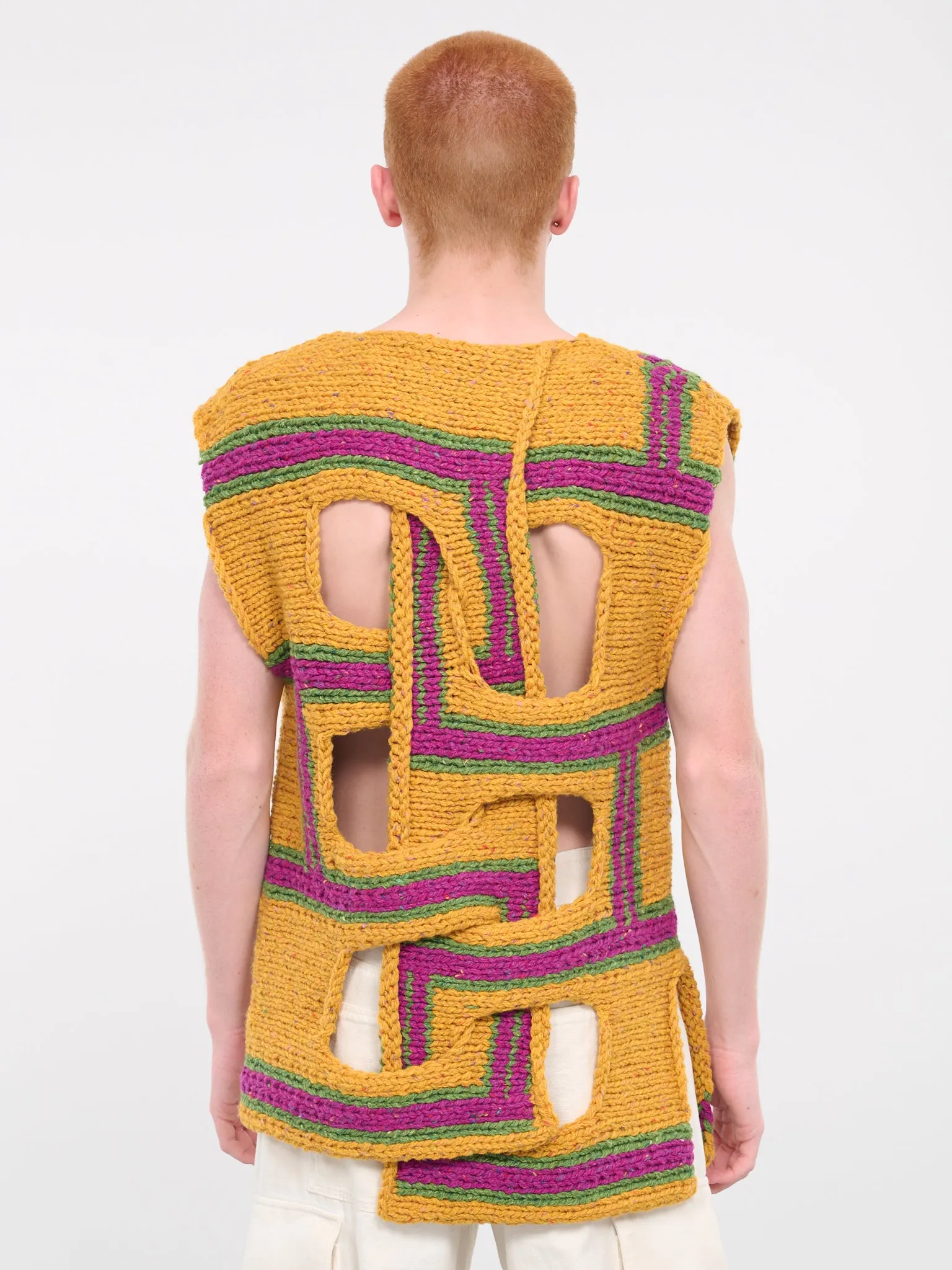 Mustard Interwove Stripe Vest (KW1107-YN0319-MUSTARD) sold by lorenzo product image thumbnail 3