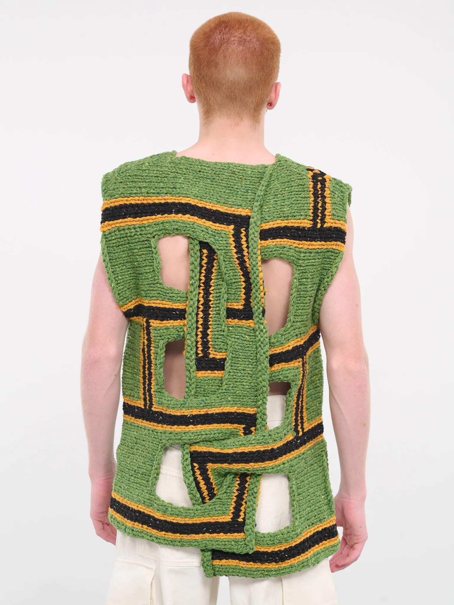 Green Interwoven Stripe Vest (KW1107-YN0319-GREEN) sold by lorenzo product image thumbnail 3