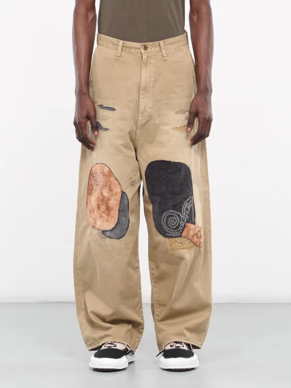 Katsuragi Port Patchwork Remake Pants (K2311LP161-BEIGE) made by Kapital