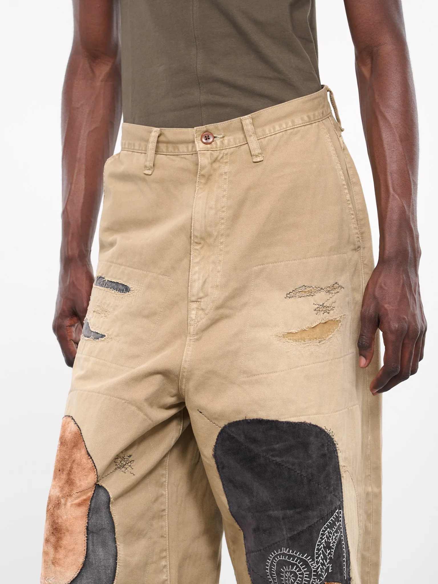 Katsuragi Port Patchwork Remake Pants (K2311LP161-BEIGE) sold by lorenzo product image thumbnail 5