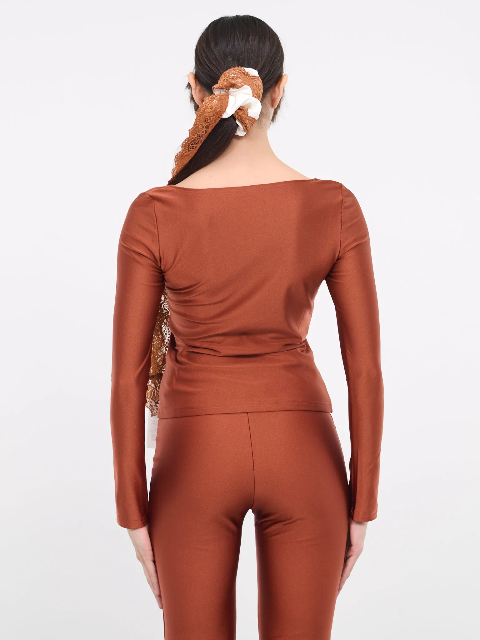 Asymmetric Lace Trim Top (TO055-CIGARE) sold by lorenzo product image thumbnail 3