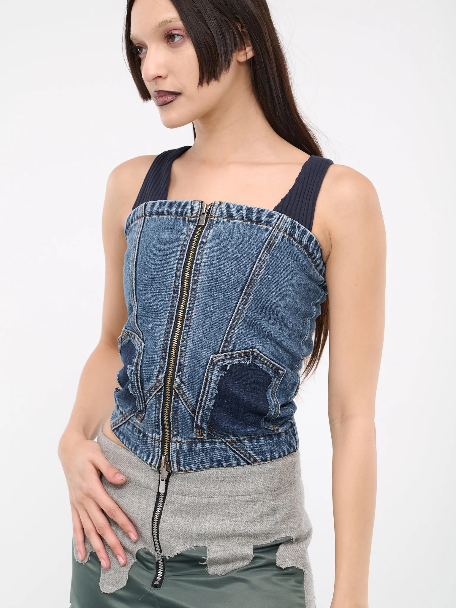 Deconstructed Denim Bustier (ATB1101W-BLUE) sold by lorenzo product image thumbnail 5