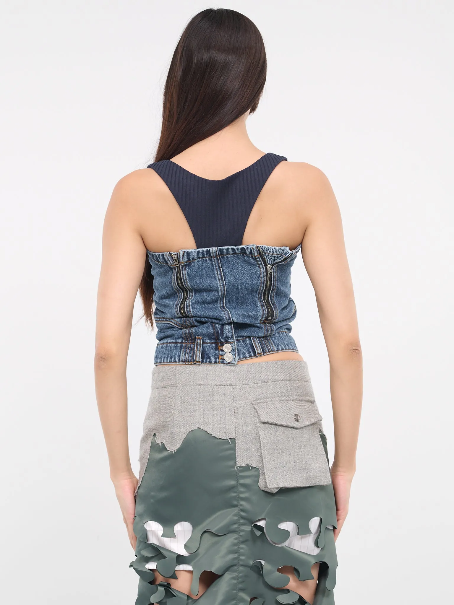 Deconstructed Denim Bustier (ATB1101W-BLUE) sold by lorenzo product image thumbnail 3