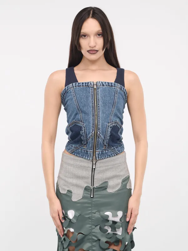 Deconstructed Denim Bustier (ATB1101W-BLUE) sold by lorenzo