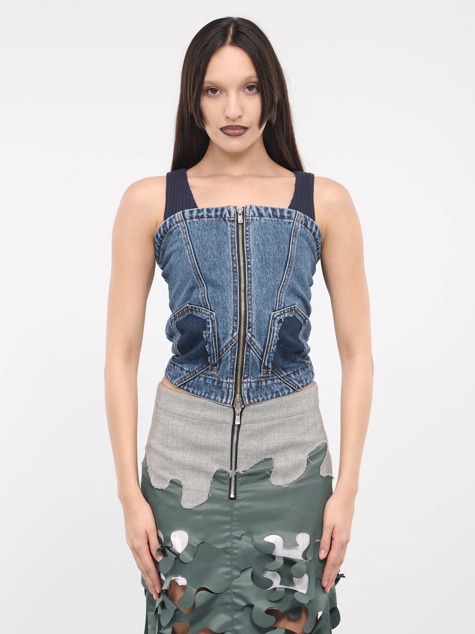 Deconstructed Denim Bustier (ATB1101W-BLUE) sold by lorenzo