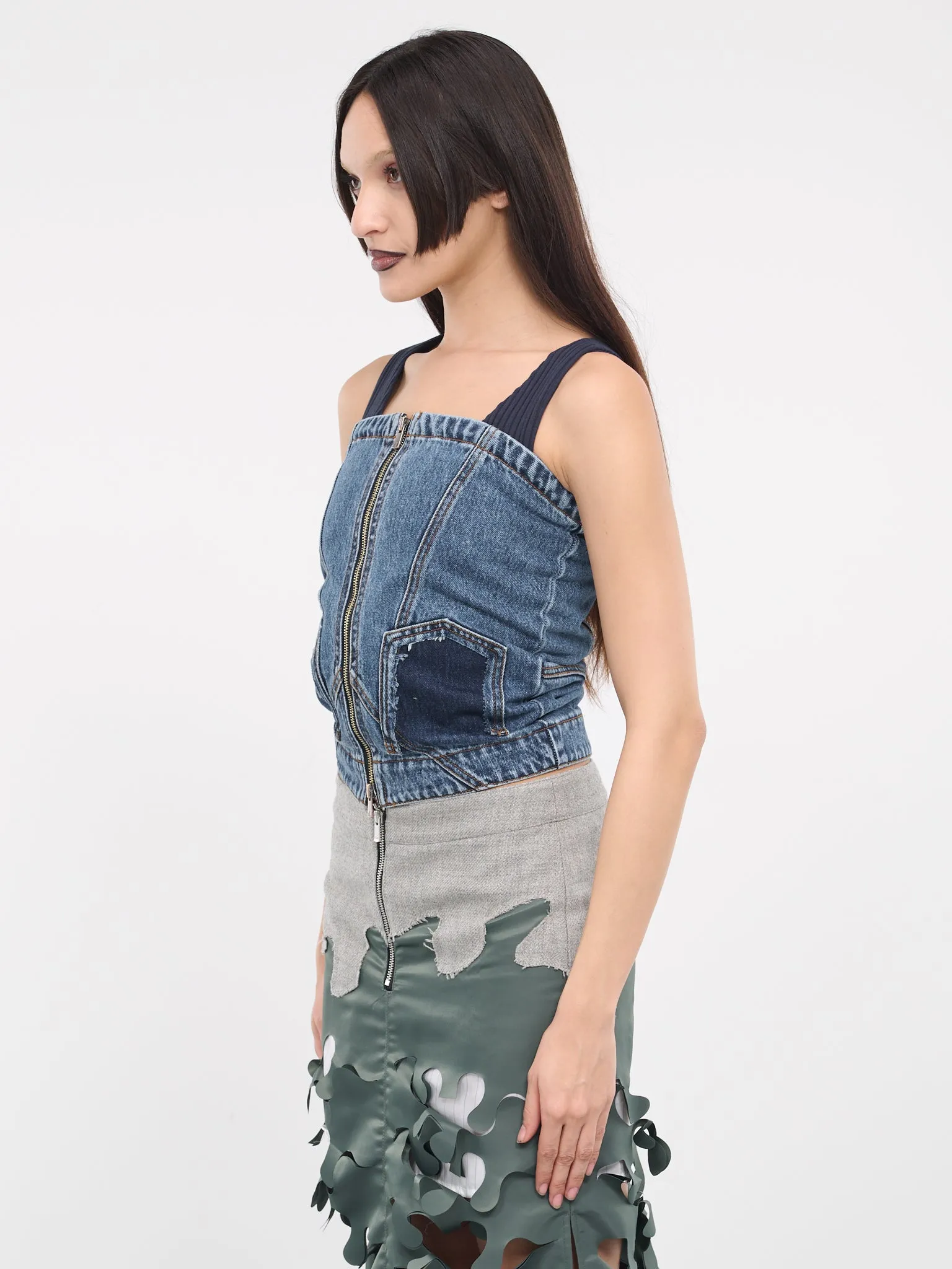 Deconstructed Denim Bustier (ATB1101W-BLUE) sold by lorenzo product image thumbnail 2
