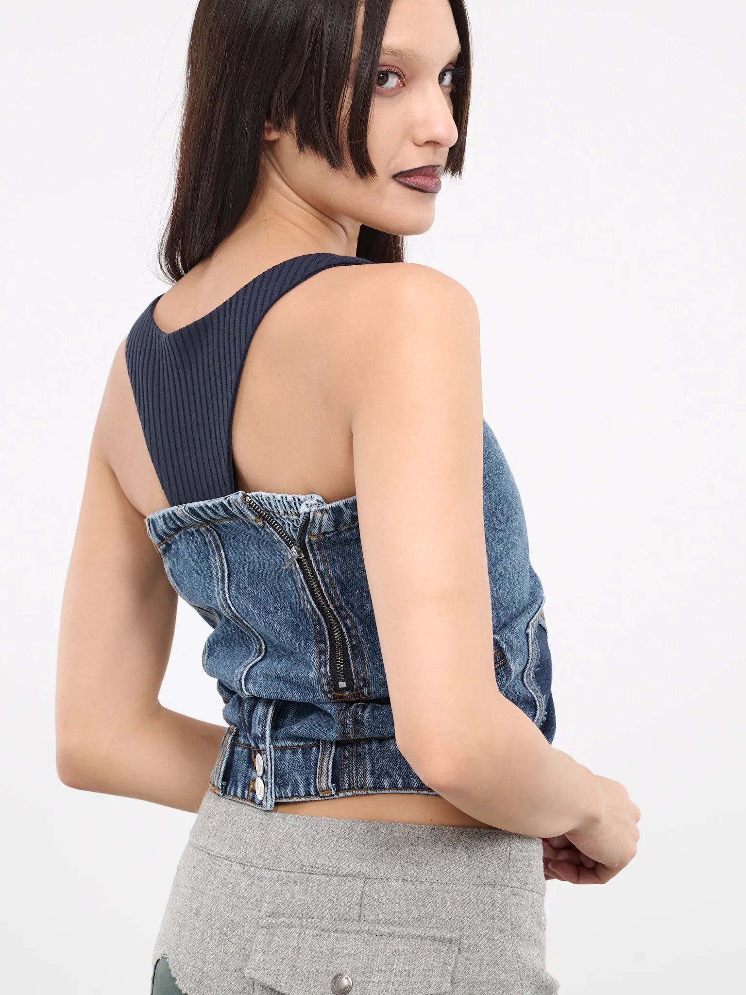 Deconstructed Denim Bustier (ATB1101W-BLUE) sold by lorenzo product image thumbnail 4