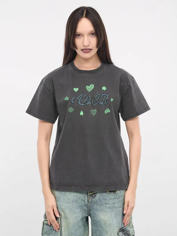 ADSB Hearts Tee (ATB1083U-CHARCOAL) sold by lorenzo