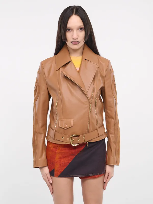 Leather Biker Jacket (SKP802-PN002C-BROWN) sold by lorenzo