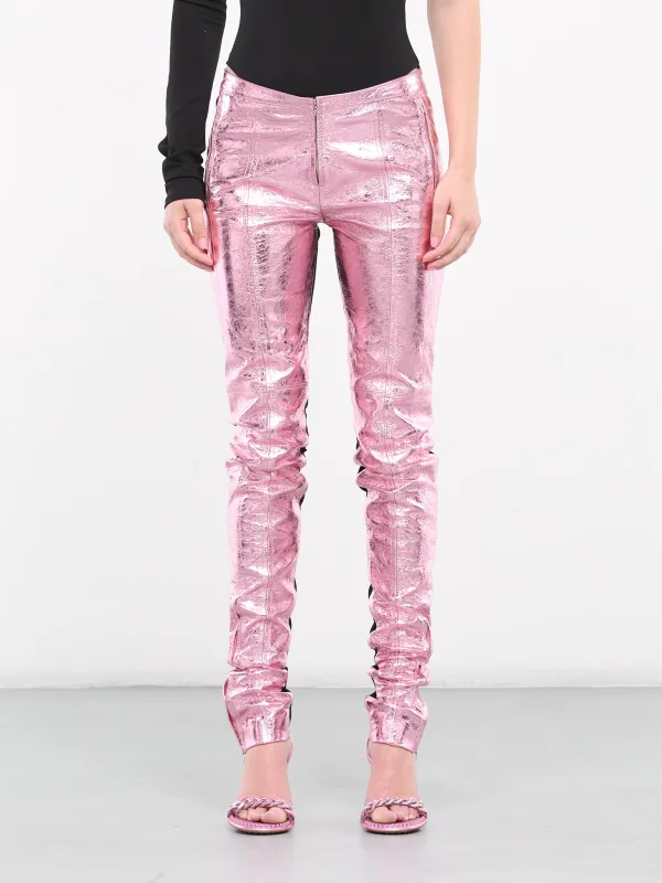Jersey & Metallic Leather Trousers (DK10TR-METALLIC-PINK) sold by lorenzo