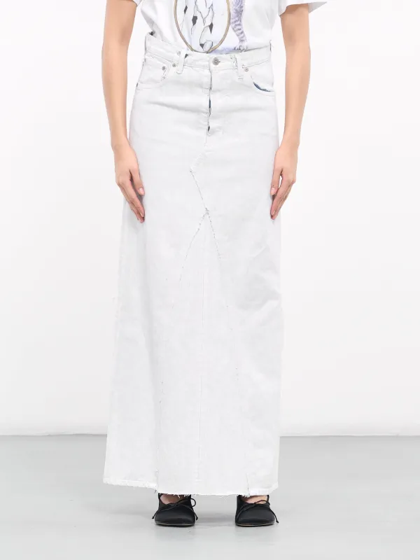 Painted Denim Maxi Skirt (SI0MA0002-S30561-967-DENIM) sold by lorenzo