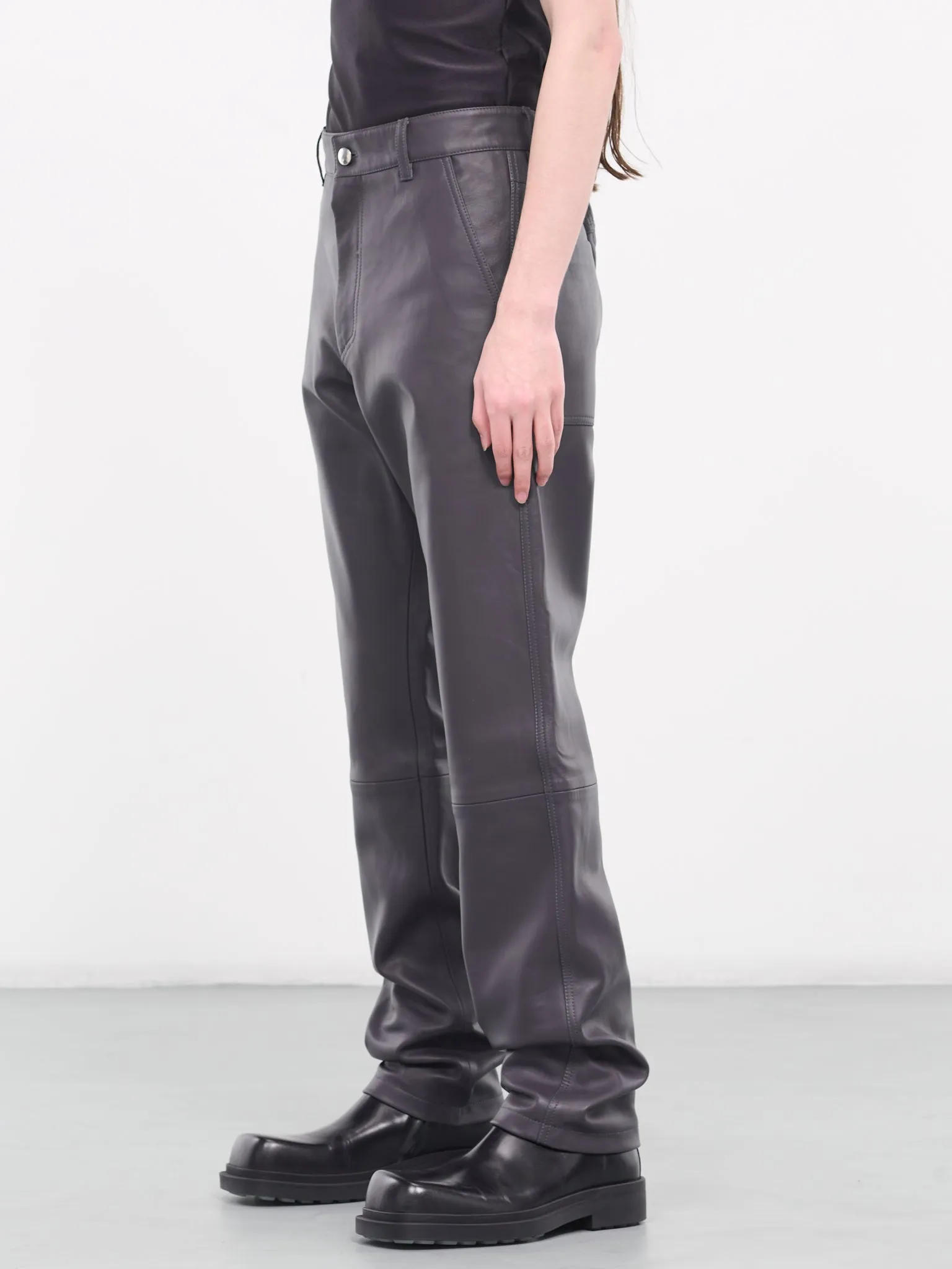 Titan Leather Trousers (24E28OAU71-020-STONE-GREY) sold by lorenzo product image thumbnail 2