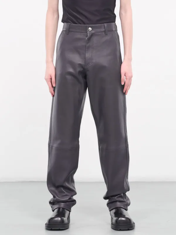 Titan Leather Trousers (24E28OAU71-020-STONE-GREY) sold by lorenzo