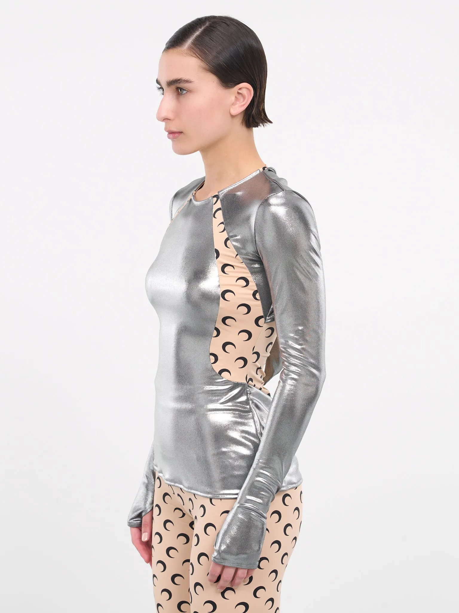 Draped Regenerated Jersey Top (WTO386-RJER0015-SILVER) sold by lorenzo product image thumbnail 2