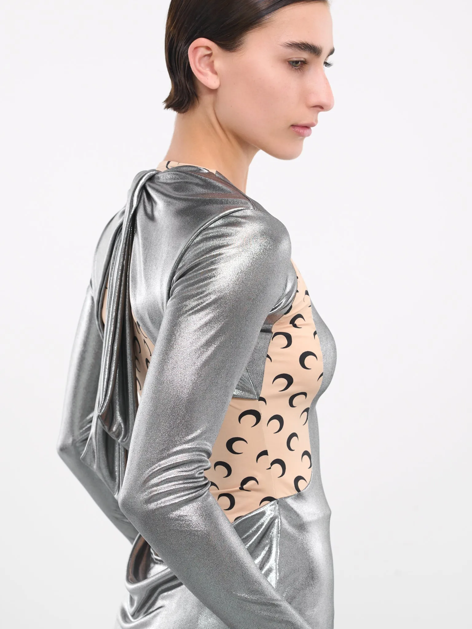 Draped Regenerated Jersey Top (WTO386-RJER0015-SILVER) sold by lorenzo product image thumbnail 5