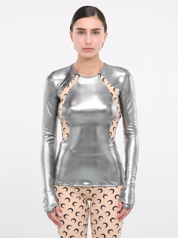 Draped Regenerated Jersey Top (WTO386-RJER0015-SILVER) sold by lorenzo